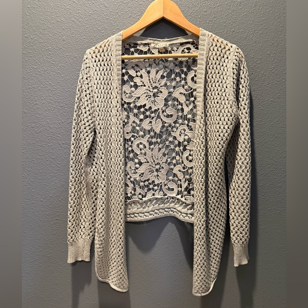 Women's Gray Open-Knit Sweater